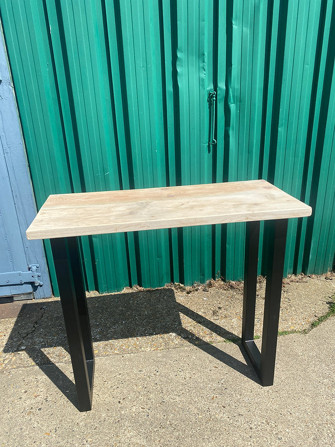 GUNTON - Rustic Breakfast Bar with Metal Square Legs