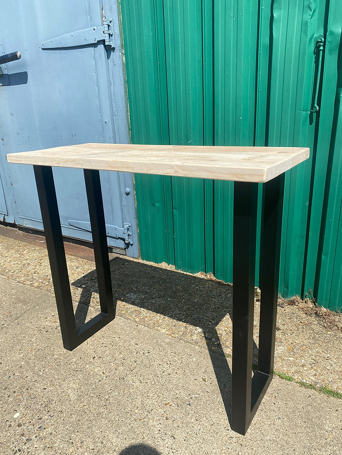 GUNTON - Rustic Breakfast Bar with Metal Square Legs