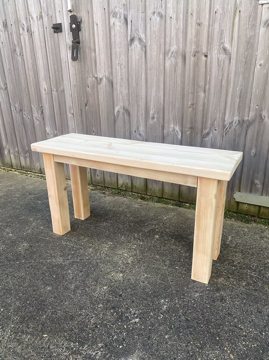 WALSINGHAM - Rustic bench with wood chunky legs