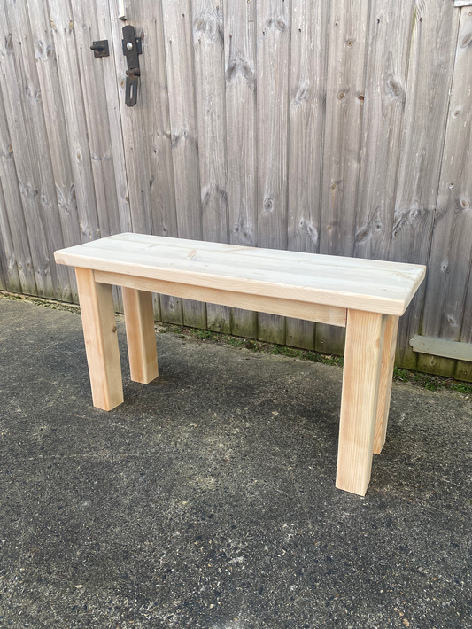 WALSINGHAM - Rustic bench with wood chunky legs