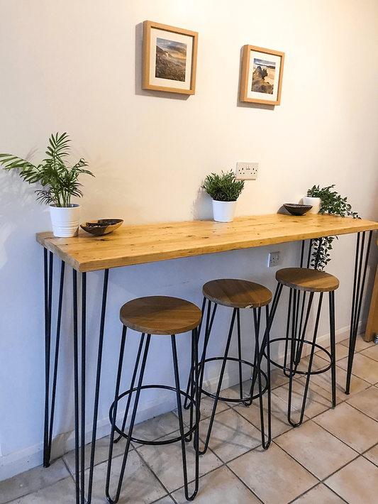 WELLS - Breakfast Bar with Hairpin Legs